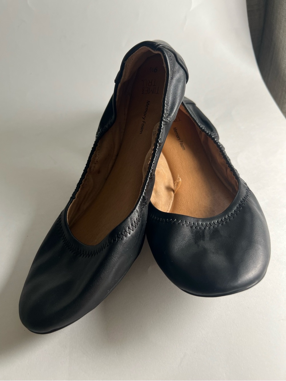 Time and Tru Black Women's Slip-On Ballet Flats Memory Foam Size 9.5